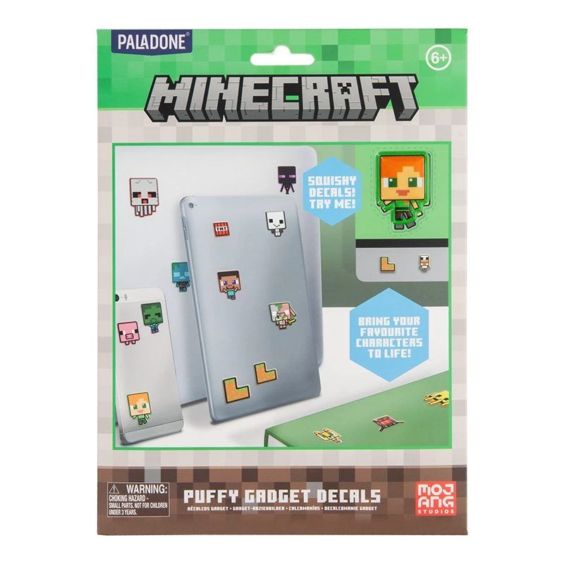 Adesivi decorativi gonfiati per dispositivi Paladone Minecraft Puffy Gadget Decals PP13218MCF