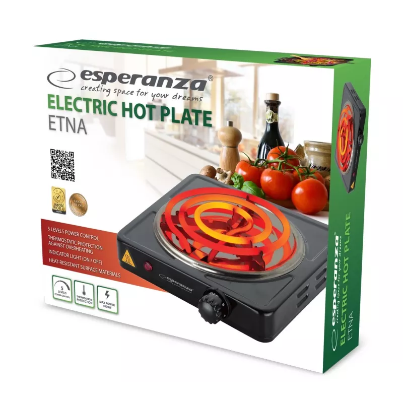 Esperanza EKH012K piano cottura nero da appoggio 21 cm 1 zona/e