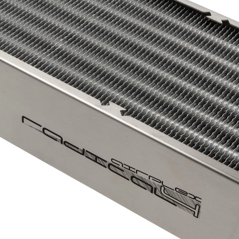 Blocco radiatore Aqua-Computer 33706 — alluminio/rame/acciaio inox, 320×140×73 mm, grigio/argento