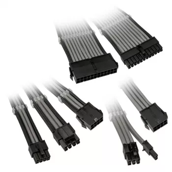 Set di prolunghe per cavi intrecciati Kolink Core Adept – prolunghe per alimentatore e scheda madre in 6 pezzi, guaina in PET, conduttori in rame, lunghezze 300–350 mm