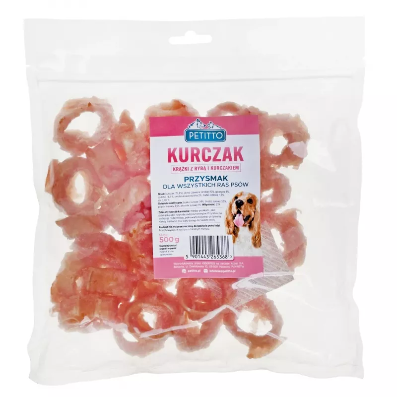 PETITTO anelli di pesce e pollo - snack per cani - 500 g