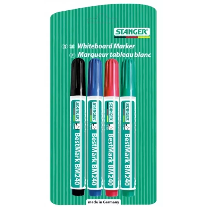 Pennarello per lavagna bianca STANGER BM240 1-3 mm, set da 4 002510