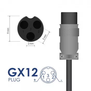 Akyga AK-EV-11 caricabatterie per e-scooter da 36 V, 42 V / 2 A 84 W, GX12 3 poli 9 mm, 1 m