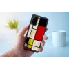 Custodia protettiva iKins per Samsung Galaxy S20, nera design Mondrian