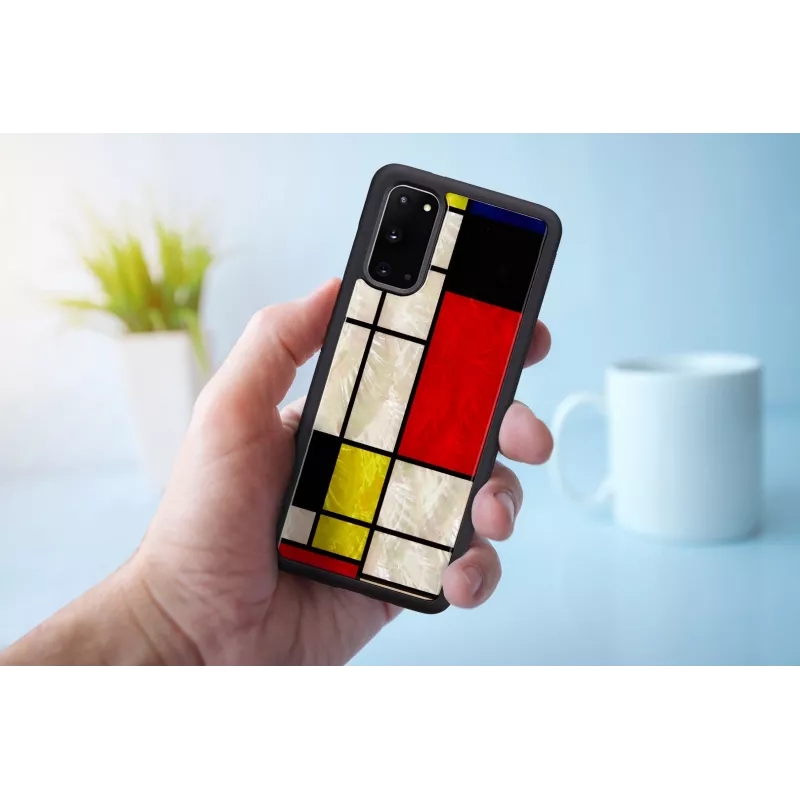 Custodia protettiva iKins per Samsung Galaxy S20, nera design Mondrian
