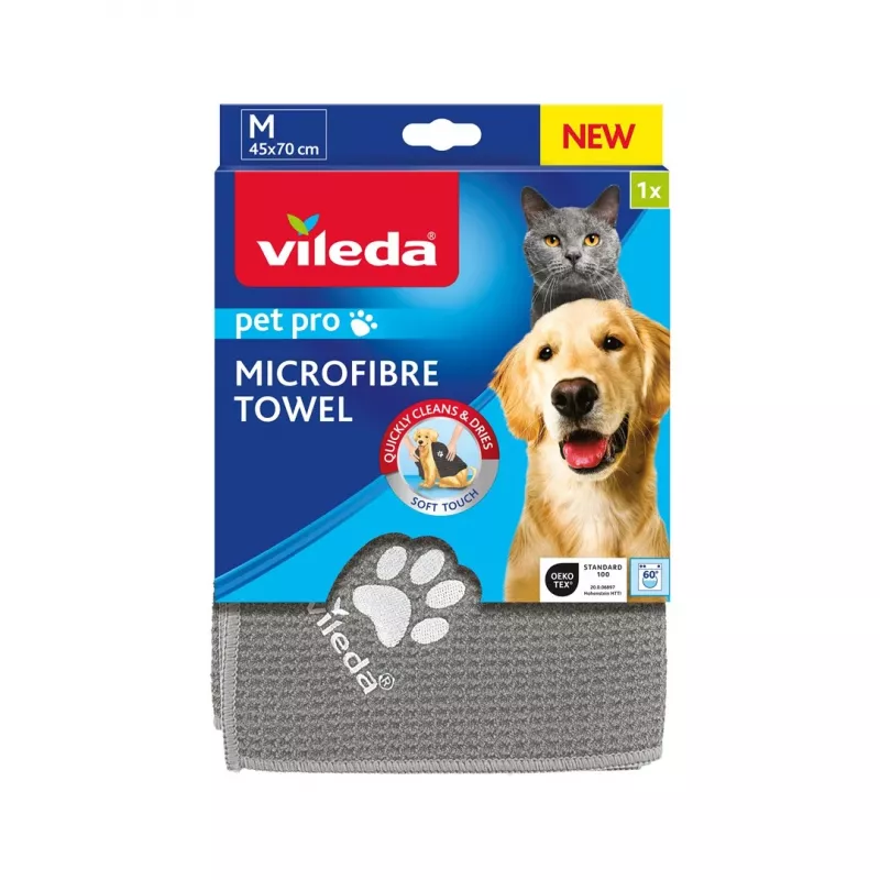 Panno VILEDA Pet Wipes 172650 450x700 mm, poliestere, lavabile in lavatrice, grigio
