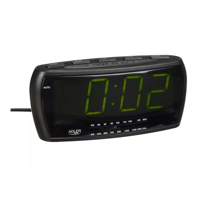 Radio sveglia Adler AD 1121 — radio sveglia, sintonizzatore FM/AM, display LED, batteria di backup, nero