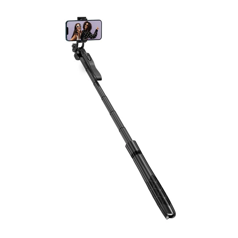 Selfie stick con treppiede Crong CRGSGU1BLK alluminio Bluetooth con gambe pieghevoli e supporto per telefono