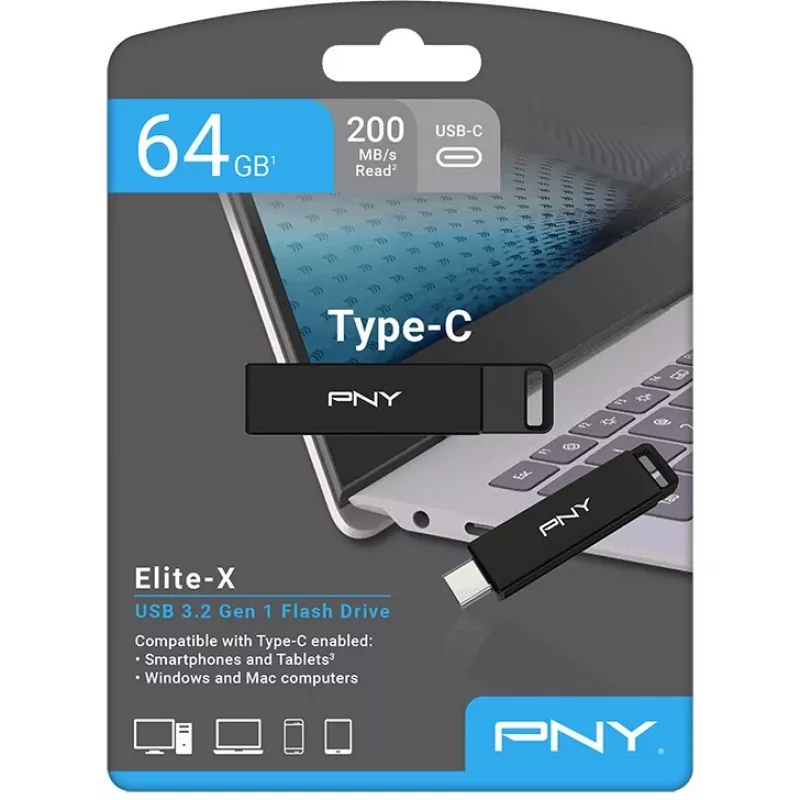 Chiavetta USB PNY Elite-X 64 GB USB Type-C 3.2 Gen 1 (3.1 Gen 1) nero (P-FDI64GELTXC-GE)