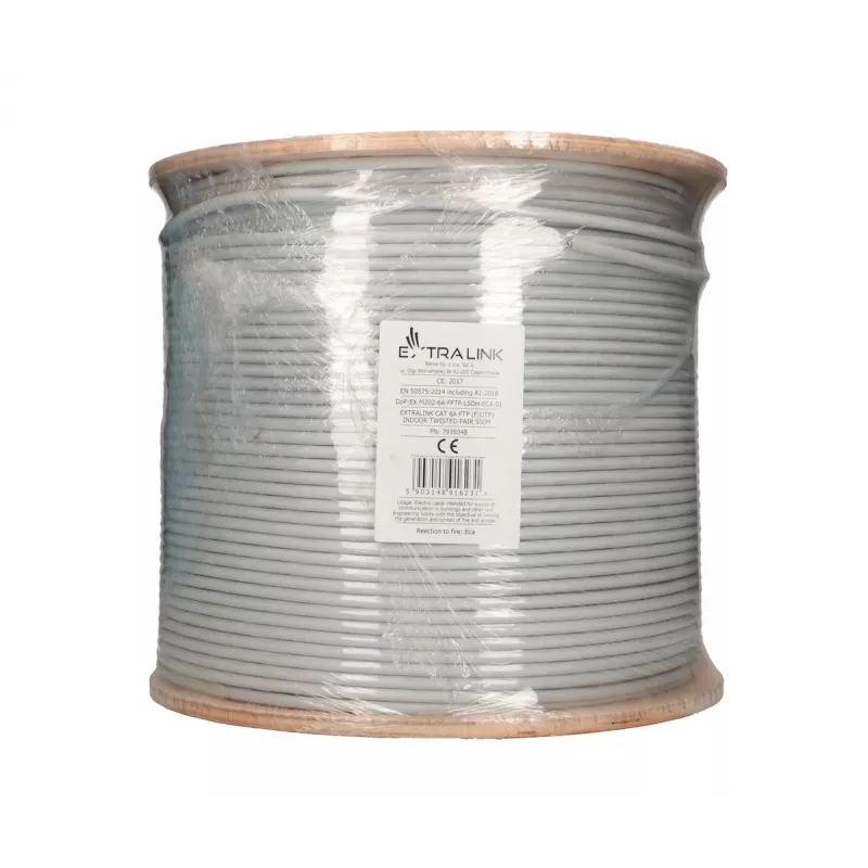 Cavo di rete Extralink Twisted-Pair CAT6A FTP (F/FTP) V2 indoor 500M grigio