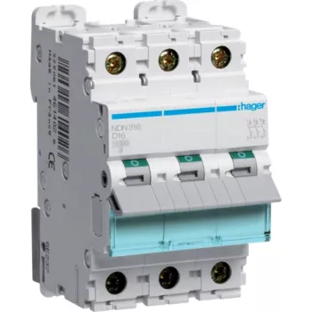 Hager NDN316. Corrente nominale: 16 A. Tipo: curva D, numero moduli (max): 3 moduli (NDN316)
