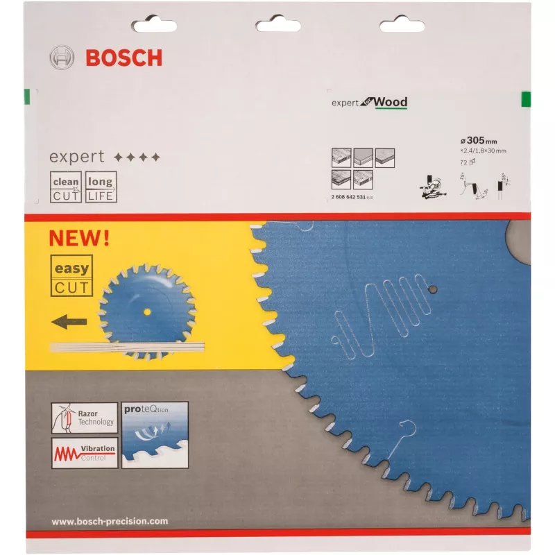 Bosch Expert for Wood lama per sega circolare 2608642531, 305 mm, 72 denti, foro 30 mm