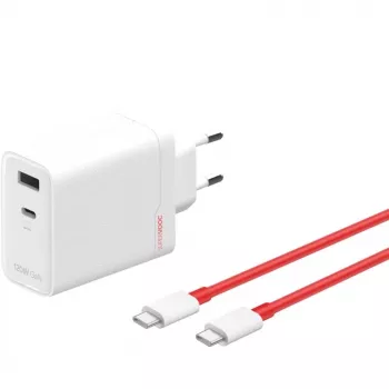 Alimentatore ONEPLUS SUPERVOOC 120W caricabatterie dual-port con cavo, 120 W potenza totale, 1x USB-C + 1x USB-A, 100–240 V, 145 g, bianco