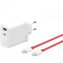 Alimentatore ONEPLUS SUPERVOOC 120W caricabatterie dual-port con cavo, 120 W potenza totale, 1x USB-C + 1x USB-A, 100–240 V, 145 g, bianco