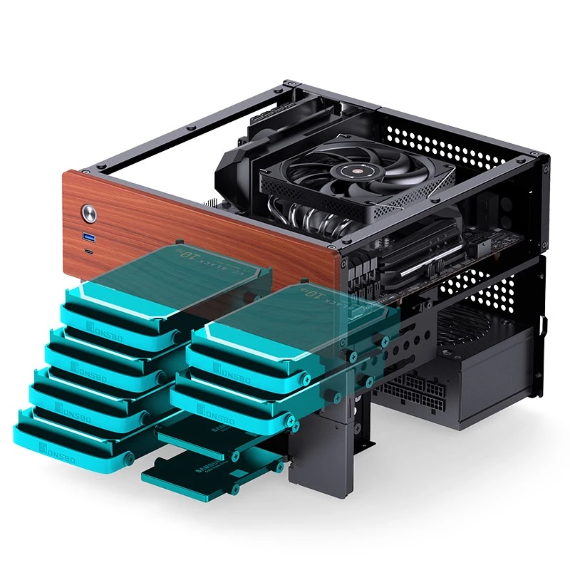 Jonsbo N4 Case Microtower Nero Acciaio robusto Case PC compatto