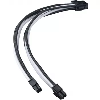 SilverStone PP07E - cavo prolunga alimentazione - EPS12V a 8 poli (4+4) (M) a EPS12V a 8 poli (F) - 30 cm - nero, bianco (SST-PP07E-EP
