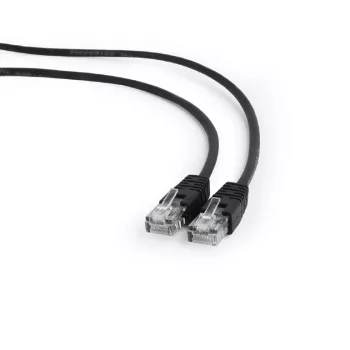 Cavo patch Cat. 5E con protezione antiestrazione stampata e connettori 50μ, 1 m, nero
