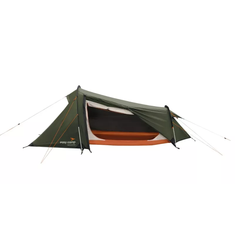 Tenda tunnel easy camp Sarek 1 (verde scuro/arancione, 2025) — design tunnel monoposto
