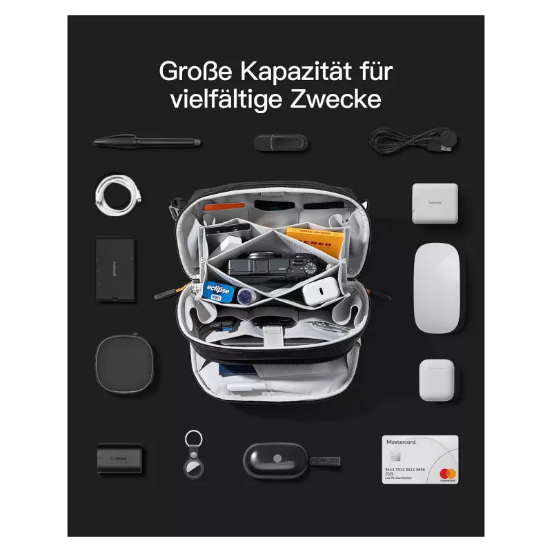 Custodia per cavi Inateck AB03010 — custodia organizer 27 × 15,8 × 11 cm, nero