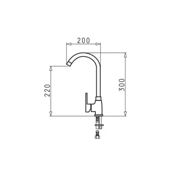 Rubinetto da cucina PYRAMIS Bello Duo – corpo in granito, testa cromata, comando monoleva, bocca a C orientabile, altezza 30 cm, sporgenza 220 mm