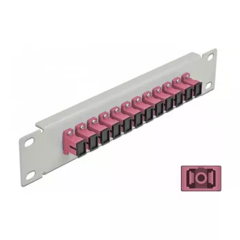 Patch panel fibra ottica DeLOCK 10 pollici 12 porte SC simplex viola 1U grigio
