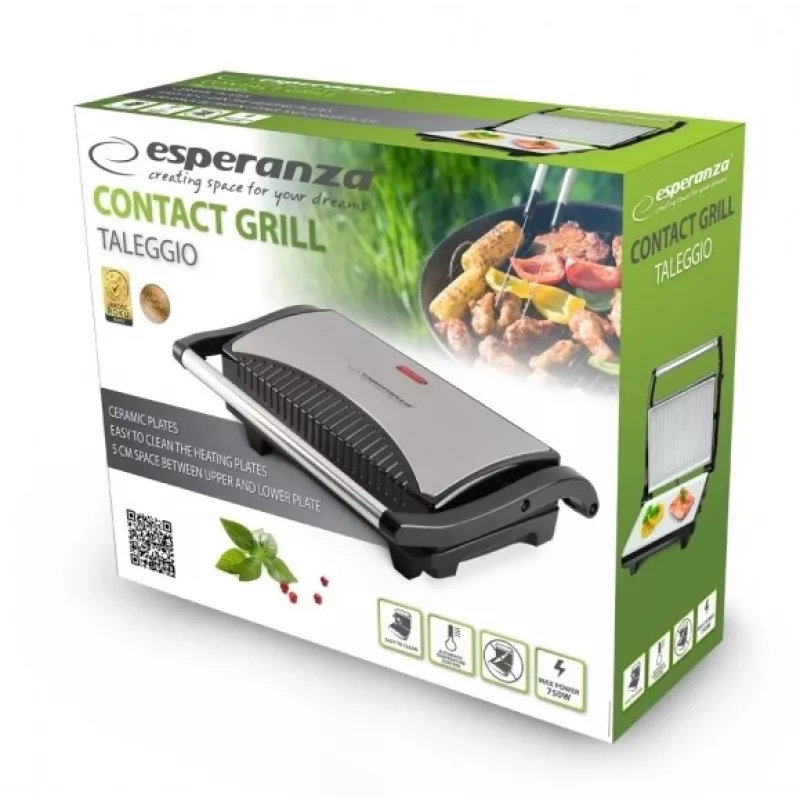 Esperanza EKG006 grill elettrico 750W acciaio inox/nero