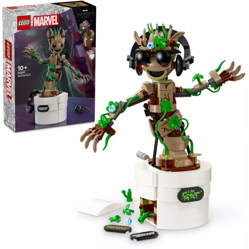 LEGO Marvel Dancing Groot figura action animata da costruire – personaggio Guardiani della Galassia – set di gioco interattivo azionato a mano per bambini – supereroe