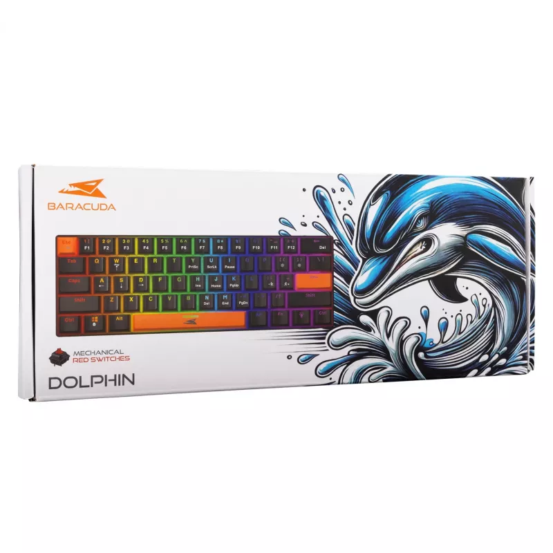 Tastiera meccanica Baracuda Dolphin nero layout US con Red Switches