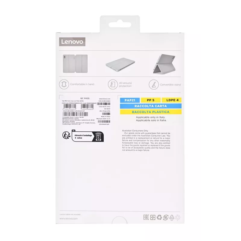Lenovo ZG38C04869 custodia Folio per Tab M9, 22,9 cm (9 pollici), poliuretano/policarbonato, grigia