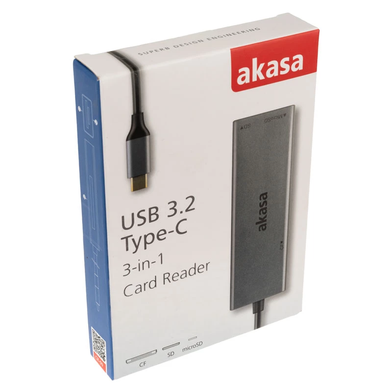 Akasa AK-CR-09BK lettore di schede 3 in 1 USB 3.2 Gen1 Type-C