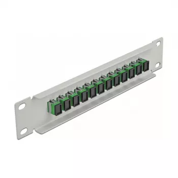 Patch Panel in fibra ottica DeLOCK 10 pollici 12 porte SC simplex verde 1HE grigio