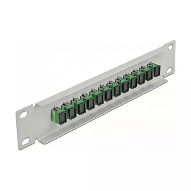 Patch Panel in fibra ottica DeLOCK 10 pollici 12 porte SC simplex verde 1HE grigio