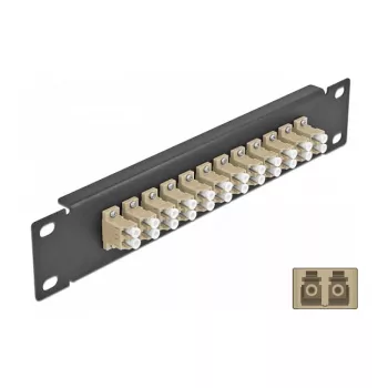 Patch panel fibra ottica DeLOCK 10 pollici 12 porte LC duplex beige 1U nero