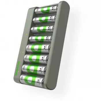 Caricabatterie GP E821 per batterie ricaricabili NiMH AA e AAA, modello E821