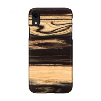 Custodia per smartphone man and wood per iPhone XR — bianco ebano con retro in legno nero, guscio protettivo