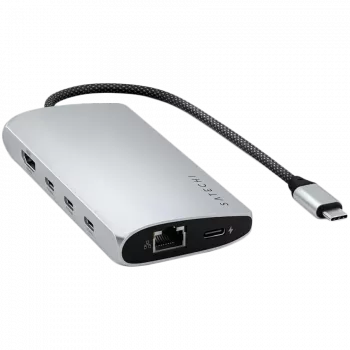 Satechi ST-P8KES adattatore multiporta USB-C 8K con Ethernet V3, argento