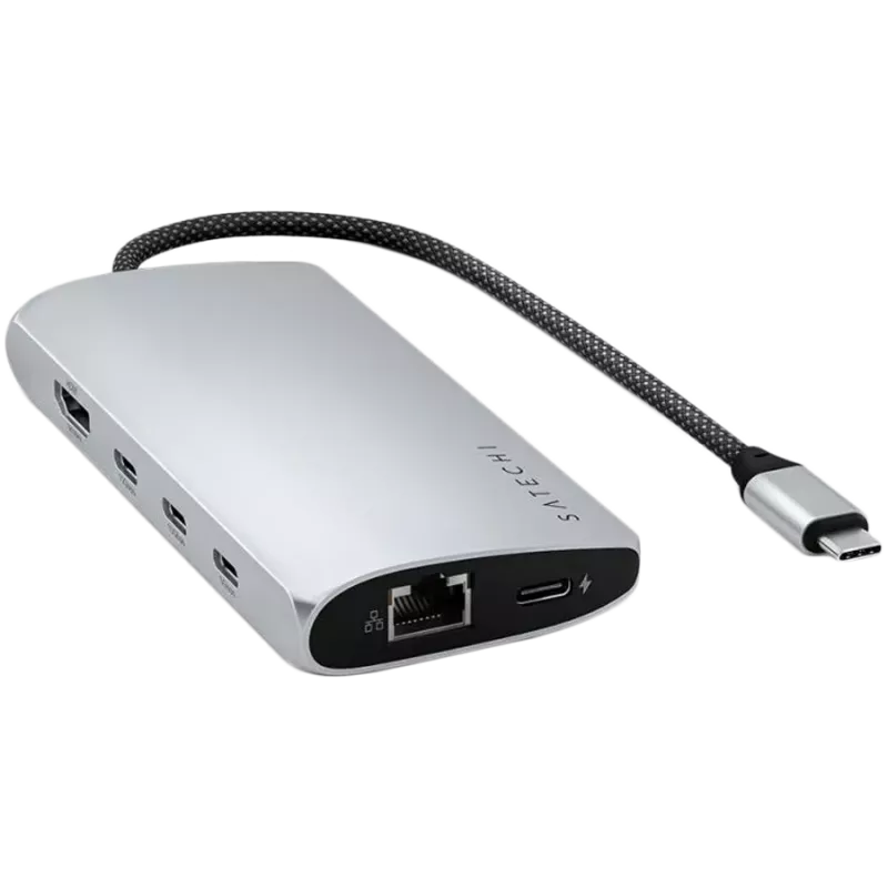 Satechi ST-P8KES adattatore multiporta USB-C 8K con Ethernet V3, argento