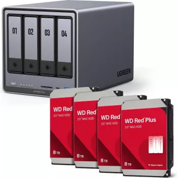 UGREEN NAS HDD Kit DXP4800 Plus+ con 4 x Western Digital WD80EFPX dischi da 8 TB (modello 35261 & 4x WD80EFPX)