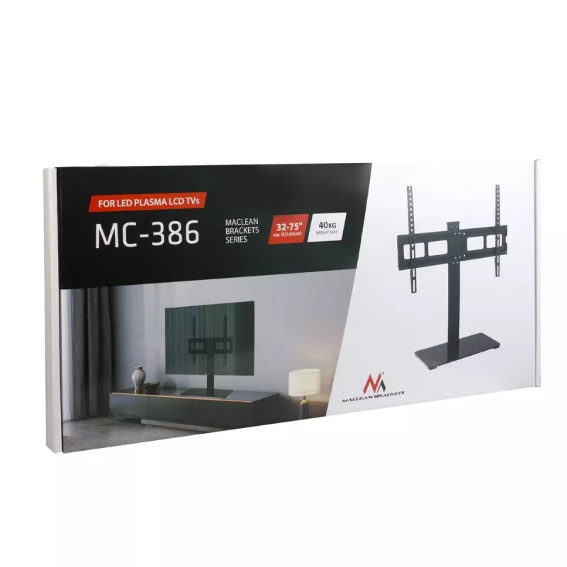 Supporto TV MACLEAN MC-386 per televisori da 32 inch a 75 inch, fino a 40 kg, VESA 600x400 mm, orientabile, da terra