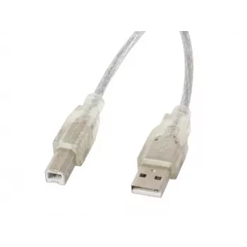 Cavo USB 2.0 LANBERG CA-USBA-12CC-0018-TR, USB A (connettore maschio) su USB B (connettore maschio), 1,8 m, trasparente