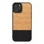Custodia per cellulare Man and Wood per iPhone 12 / 12 Pro — motivo a spina di pesce nero