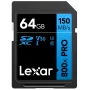 Memoria flash SDXC Lexar 64 GB UHS-I 800xPRO — Class 10, U3, V30, 150 MB/s