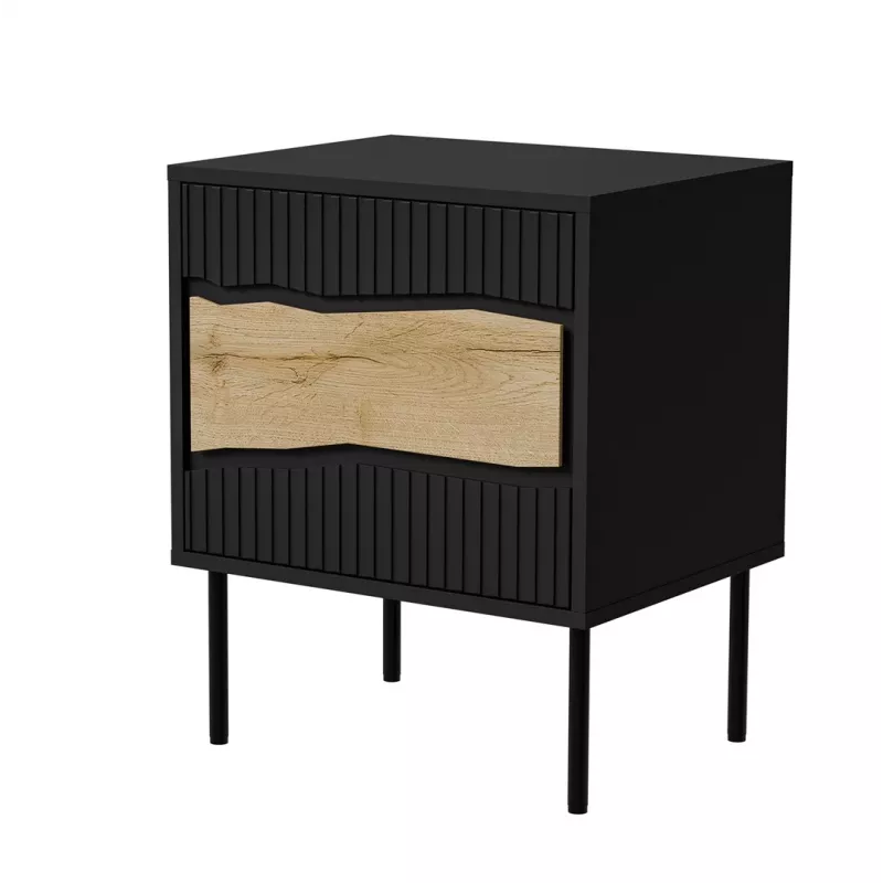 Comodino Cama INSERTO, 2 pz., 50x40x61.5 cm, nero + LED