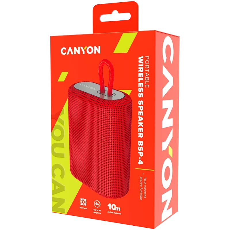 Altoparlante Bluetooth Canyon BSP-4 lettore TF/USB-C/5W rosso retail