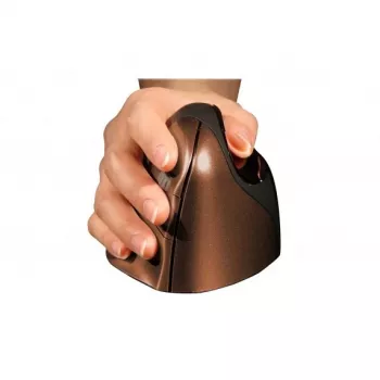 BakkerElkhuizen Evoluent 4 Small Wireless, per destrorsi, design verticale, Laser, RF Wireless, 2600 DPI, nero, marrone