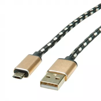ROLINE 11.02.8820 cavo USB 1,8 m USB 2.0 USB-C Micro-USB B nero - oro (11.02.8820)