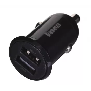 Caricabatterie da auto Baseus Gain Pro universale nero – 2× USB 2.0, 2,4 A per porta, ingresso 12–24 V, uscita 5 V