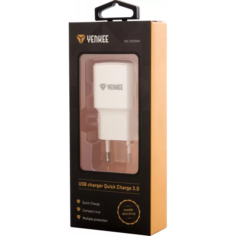 Alimentatore USB YENKEE YAC 2023WH 18W 3A Quick Charge 3.0