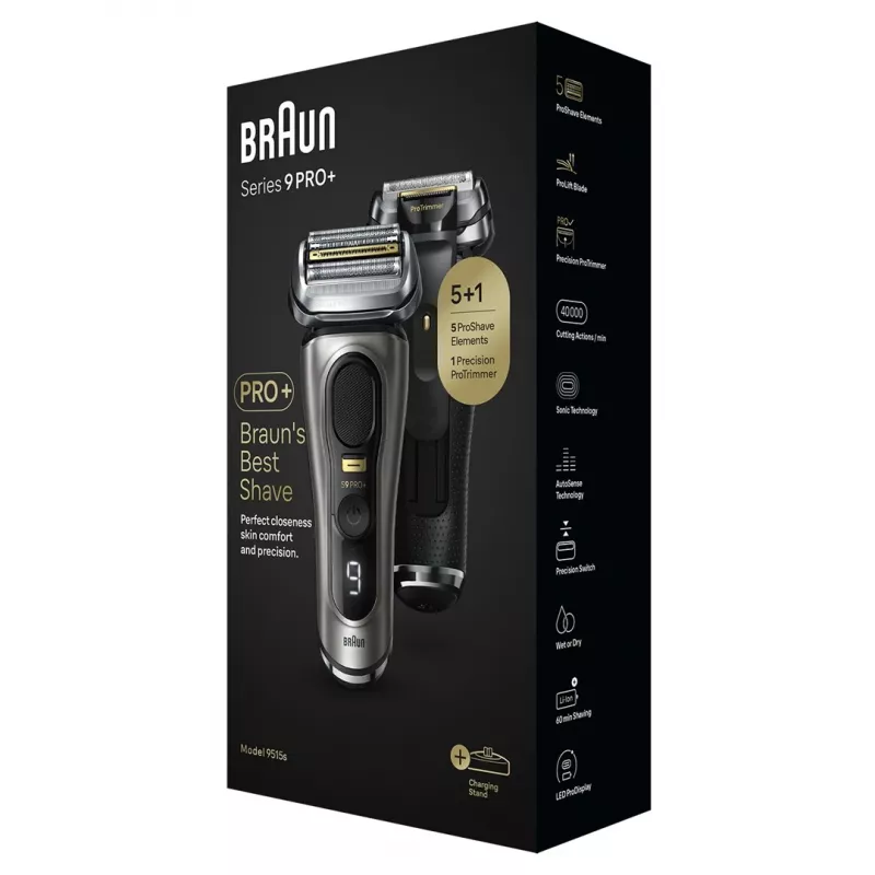 Rasoio elettrico Braun Series 9 Pro+ 9515s - bagnato e asciutto, metallic