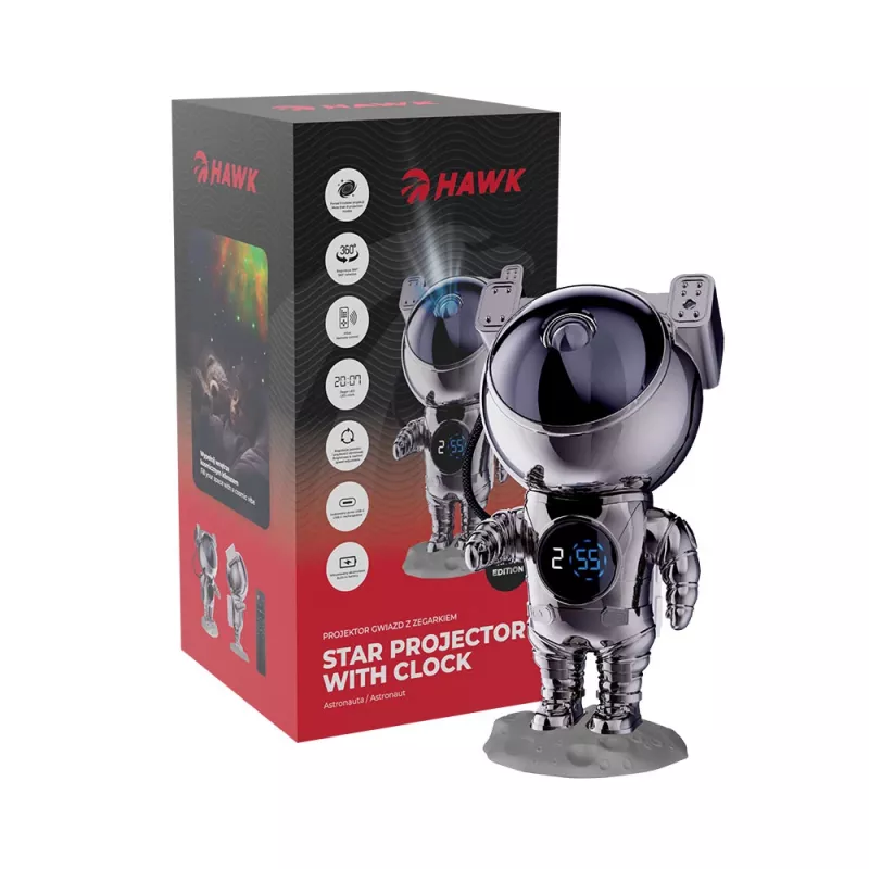 Hawk HW-STAR02 Proiettore stellare astronauta con orologio Ghrome Edition
